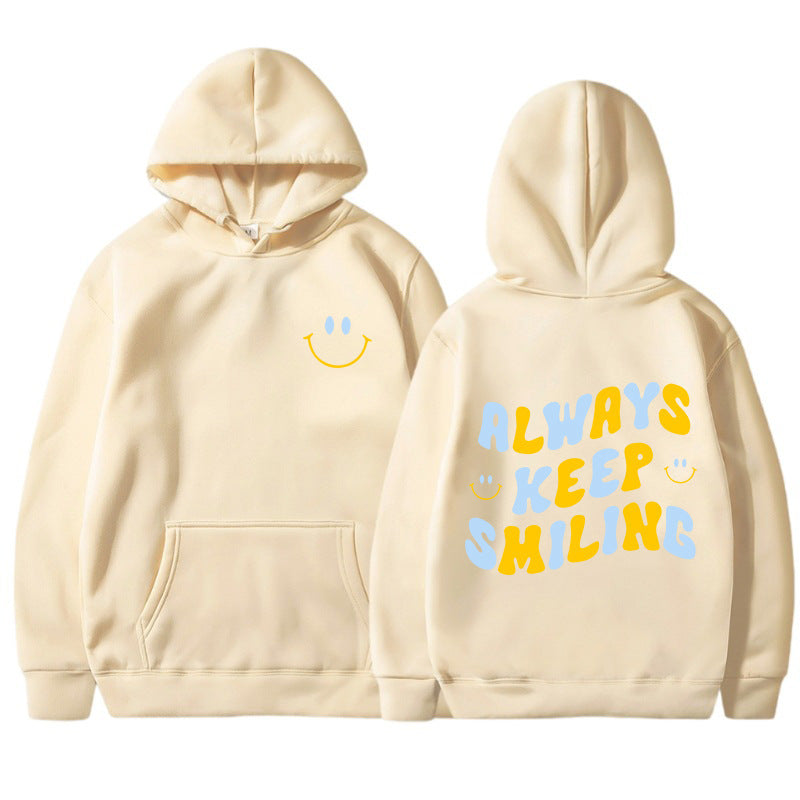 Damen Kapuzenpullover mit fröhlichem Schriftzug und praktischen Kängurutaschen EB