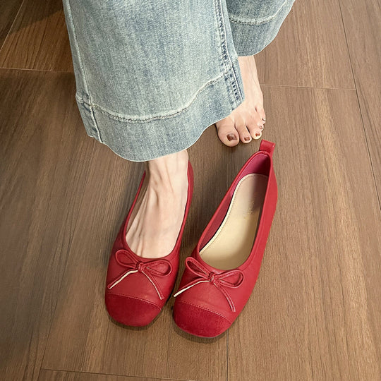 Damen Ballerinas mit elegantem Schleifenakzent aus hochwertigem Leder EB