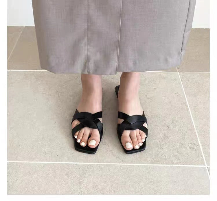 Damen Elegante Riemensandalen mit modischem Kreuzdesign EB