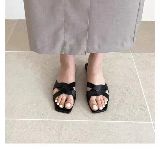 Damen Elegante Riemensandalen mit modischem Kreuzdesign EB