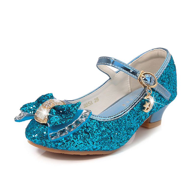 Mädchen Elegante Glitzer Ballerinas mit dekorativer Schleifen- und Strassapplikation EB