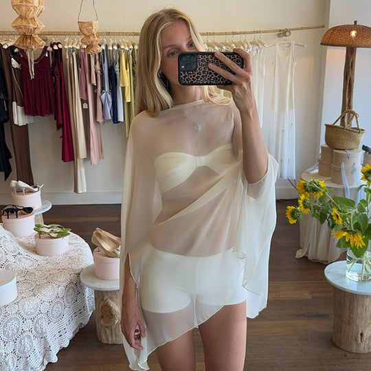 Damen Chiffon Überwurf mit eleganten Ärmelausschnitten EB