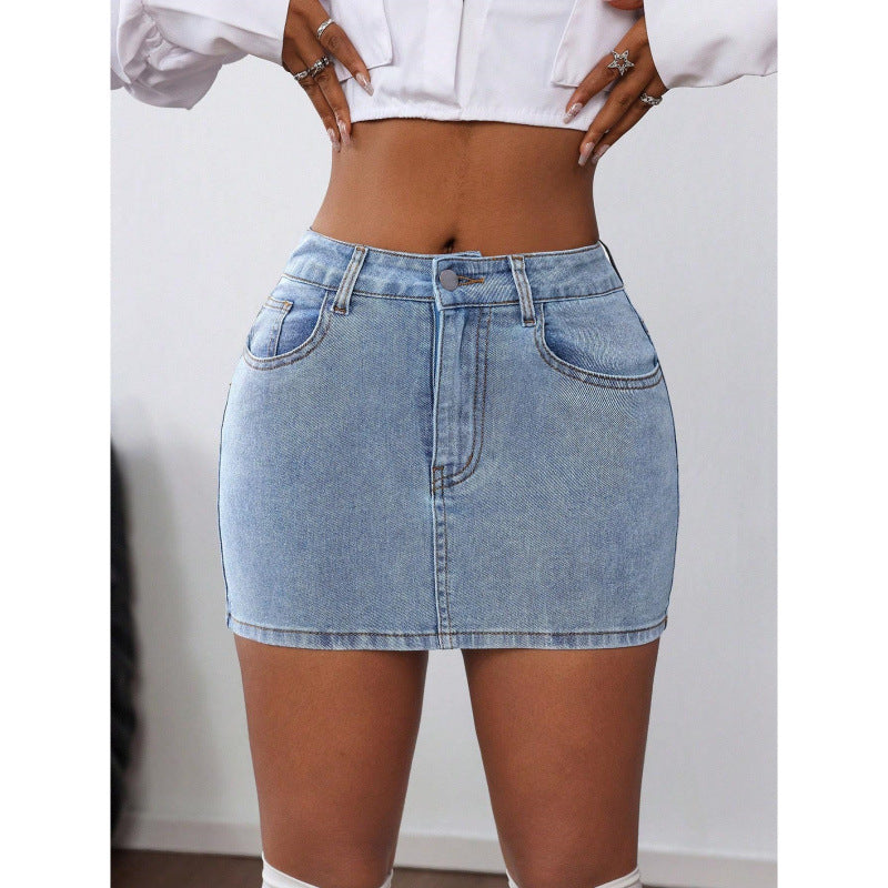 Damen Denim Minirock mit eleganten Schnürdetails EB