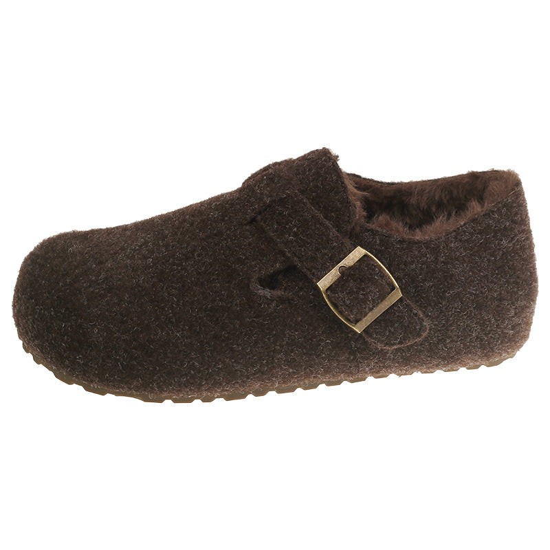 Damen Hausschuh aus hochwertigem Filz mit decorative Schnalle EB