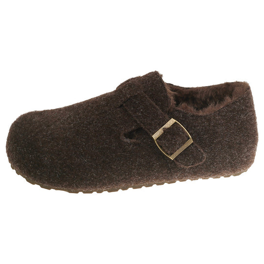Damen Hausschuh aus hochwertigem Filz mit decorative Schnalle EB