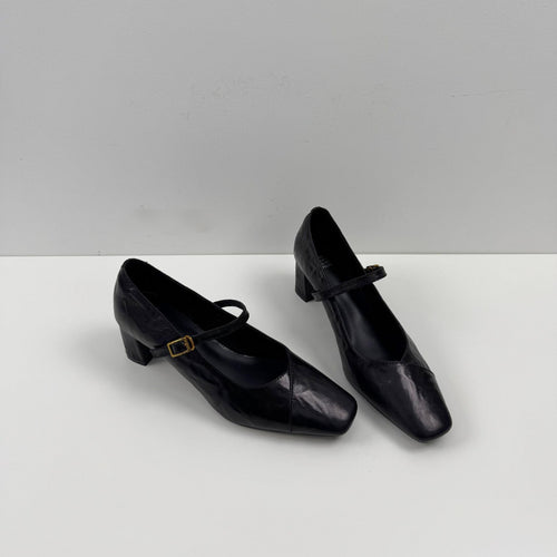 Damen Elegante Slingback-Pumps aus hochwertigem Leder mit komfortablem Blockabsatz EB