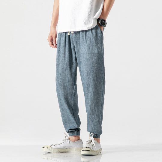 Herren nan leichte Leinenhose mit Tunnelzug und elastischen Bündchen EB