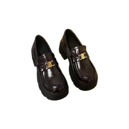 Damen Elegante Loafer mit goldenen Akzenten und dicker Sohle EB