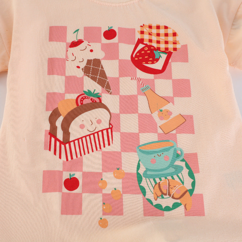 Mädchen T-Shirt mit fröhlichem Speisenmotiv EB