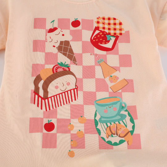 Mädchen T-Shirt mit fröhlichem Speisenmotiv EB