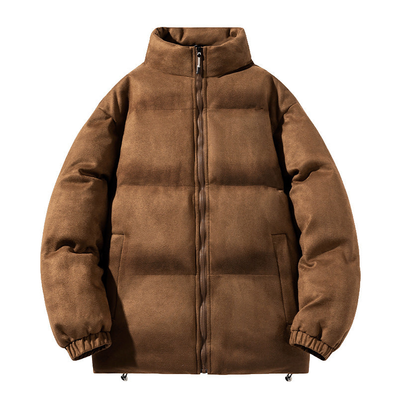 Herren breite Blocksteppjacke mit wattierter Thermofüllung, hohem Stehkragen und Kordelzugsaum EB