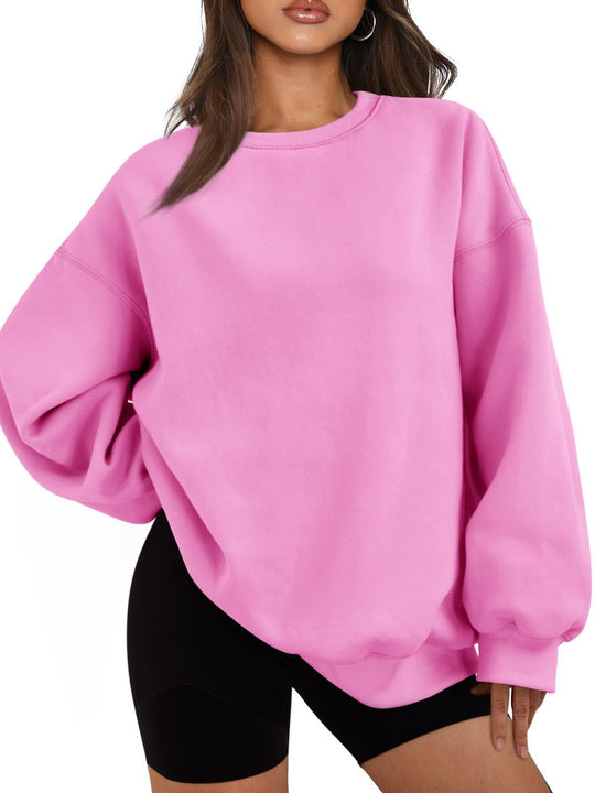 Damen nan Boxy-Crewneck-Sweat mit extraweiter Passform, Raglanärmeln und weichem Fleece-Innenfutter EB