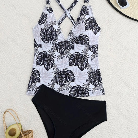 Damen Tankini-Set mit floralem Oberteil und klassischer Bikini-Hose EB