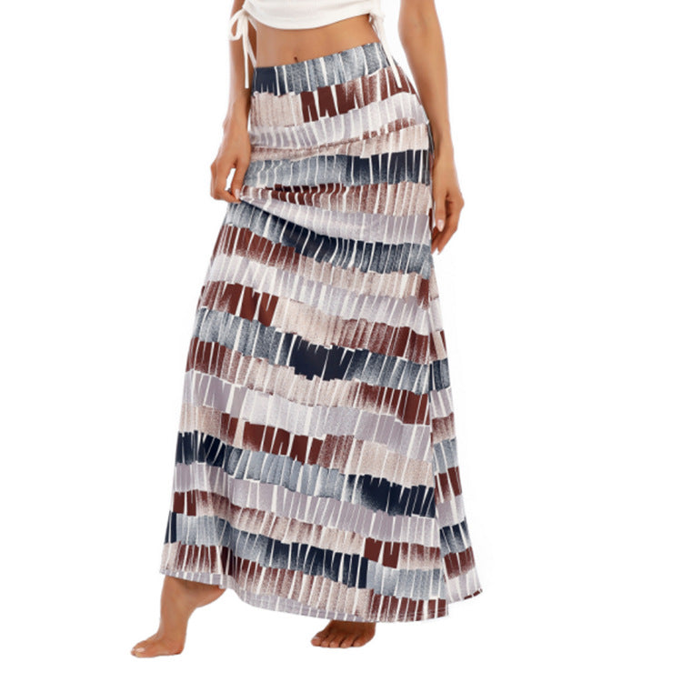 Damen nan Maxirock mit Elastikbund und Eingrifftaschen im Boho-Muster EB
