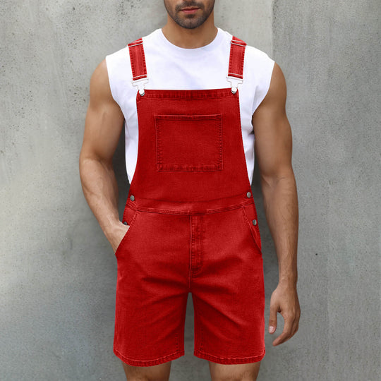 Herren Denim Latzshorts mit Taschen