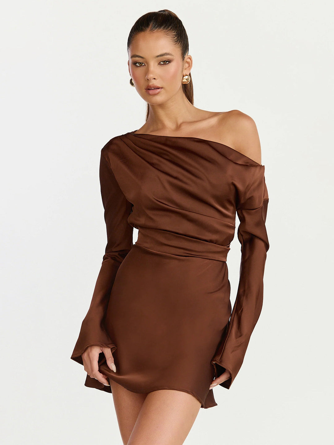 Damen Cocktailkleid mit asymmetrischem Design und elegantem Off-Shoulder-Ausschnitt EB