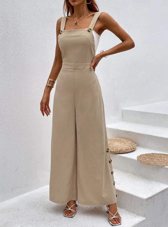 Damen Jumpsuit mit modernen Details und dekorativen Knöpfen EB