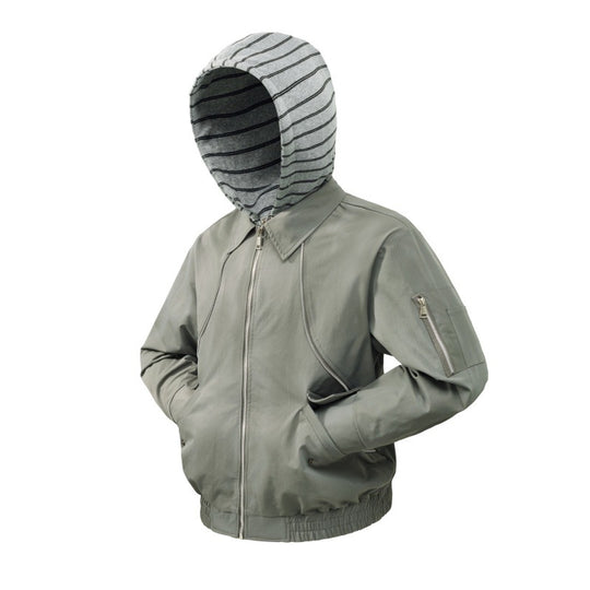 Herren leichte Bomberjacke mit gestreifter Kapuzeninnenjacke, elastischem Saum und Utility-Ärmeltasche EB