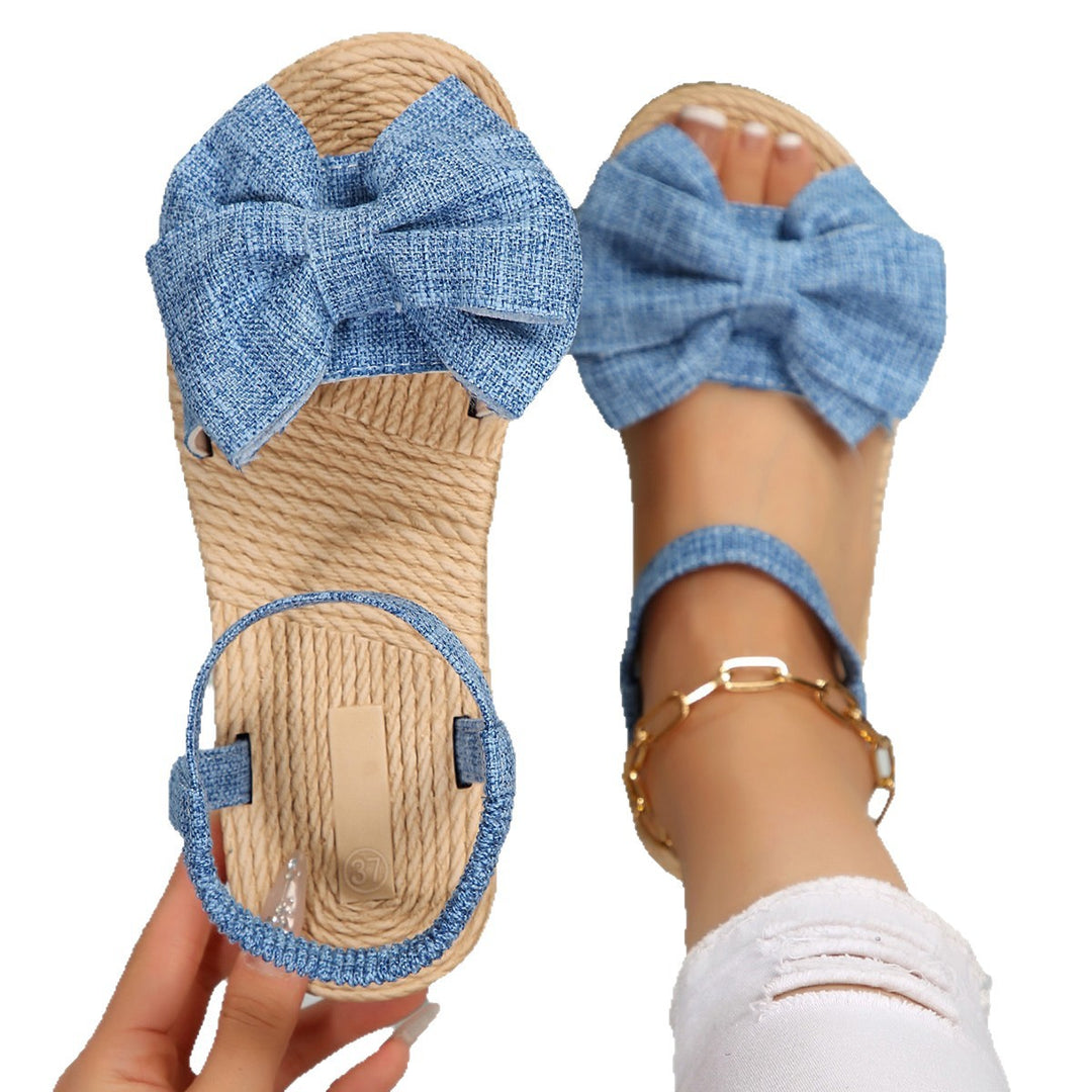 Damen Espadrilles Sandalen mit großem Schleifen-Detail EB