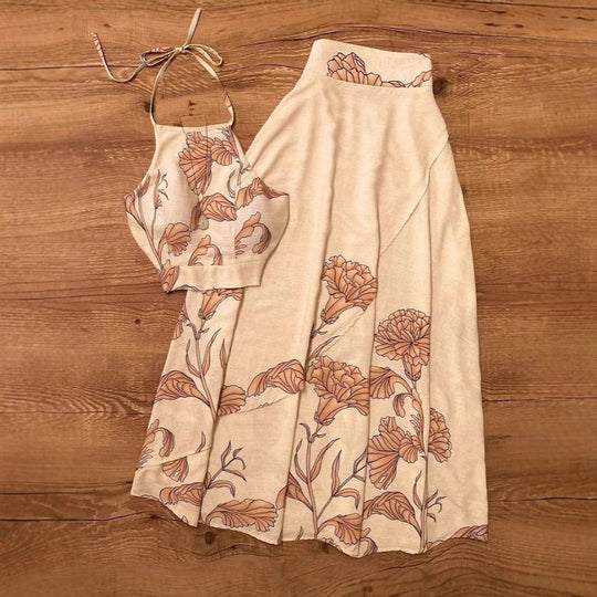 Damen Zweiteiliges Set mit floralen Mustern und luftiger Silhouette EB