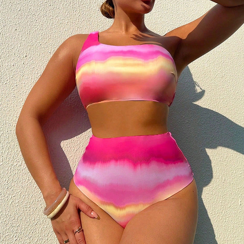 Damen Hochgeschnittener Bikini mit asymmetrischem Oberteil EB
