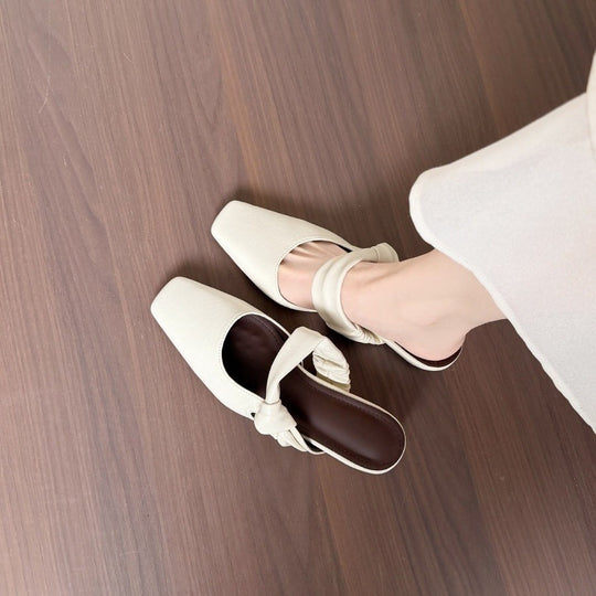 Damen elegante Sling-Pump mit modischem Schleifenakzent und komfortablem Blockabsatz EB