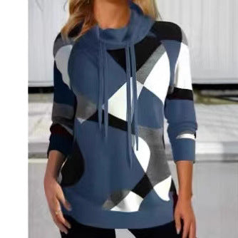 Damen Kapuzenpullover mit geometrischem Muster und hoher Passform EB