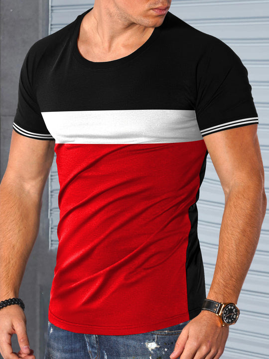 Herren modernes Kurzarm-T-Shirt mit strukturiertem Design und Kontrastdetails EB