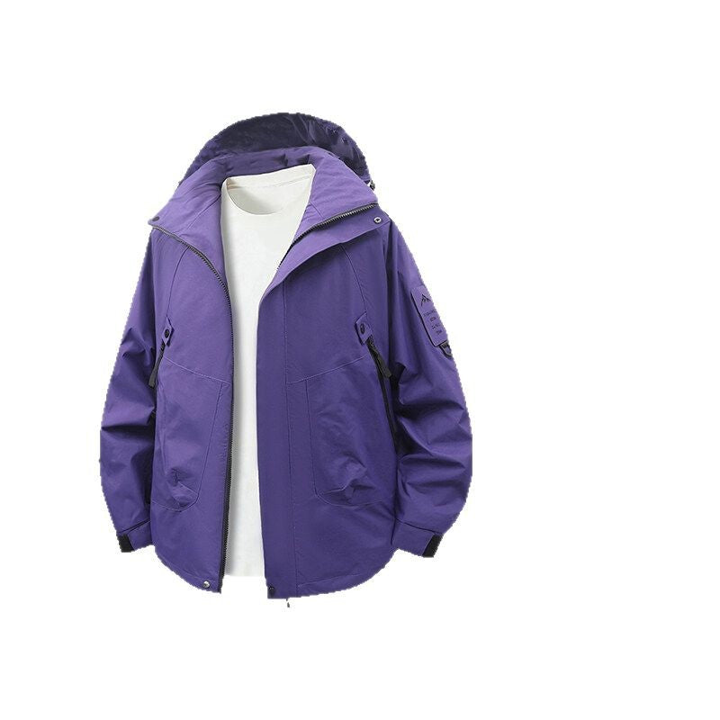 Herren funktionale Outdoor-Jacke mit verstellbarem Kapuzenbereich und zahlreichen Taschen EB