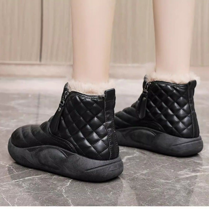 Damen modische Winter-Sneaker mit kuscheligem Innenfutter und praktischem Reißverschluss EB
