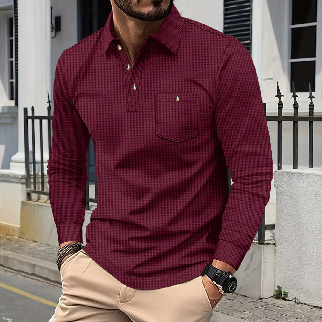 Herren Langarmhemd mit modischem Design und praktischem Brusttaschen EB