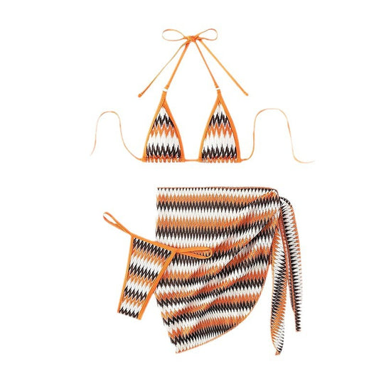 Damen Triangel-Bikini mit kreativem Zickzack-Design EB