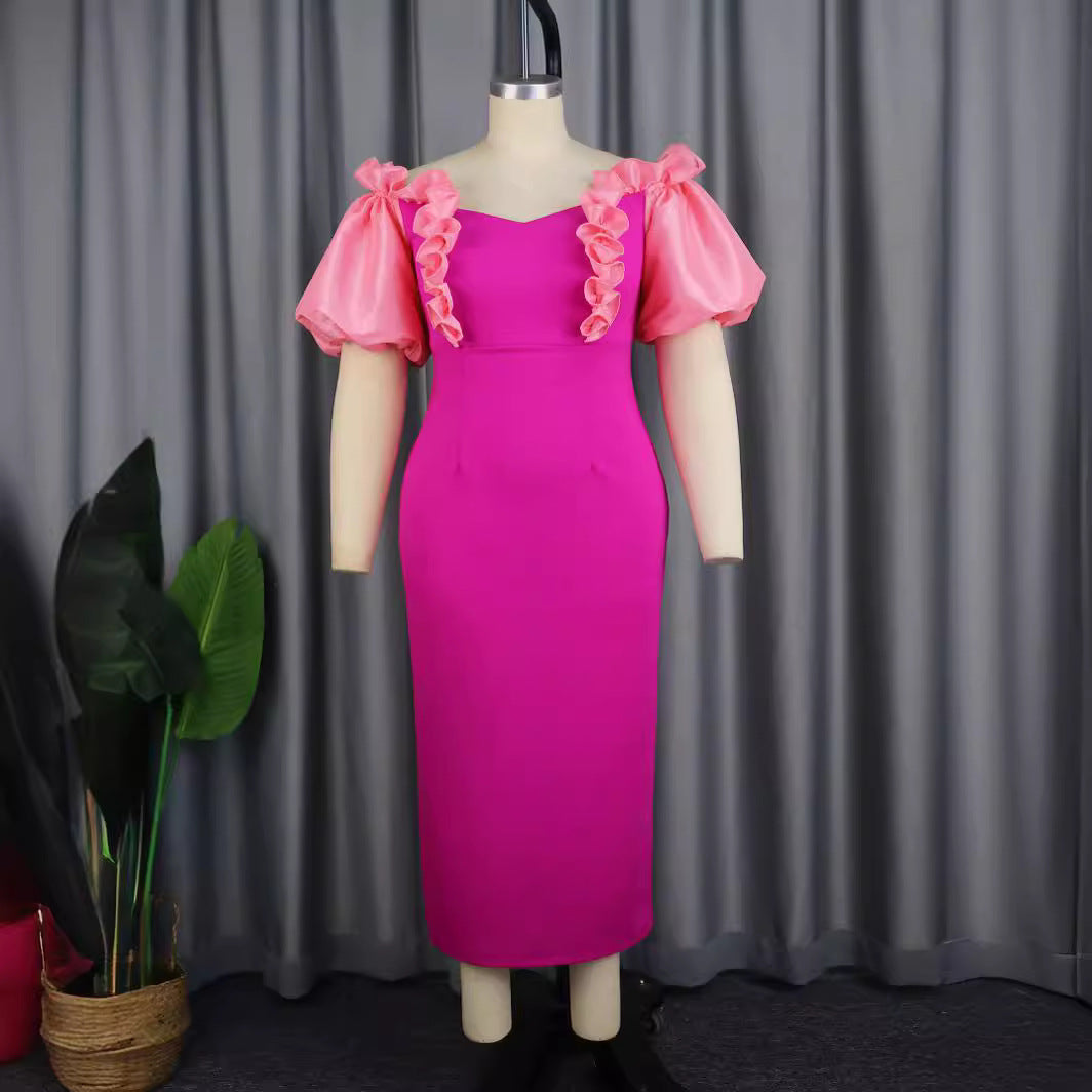 Damen Langkleid mit voluminösen Rüschensäumen EB