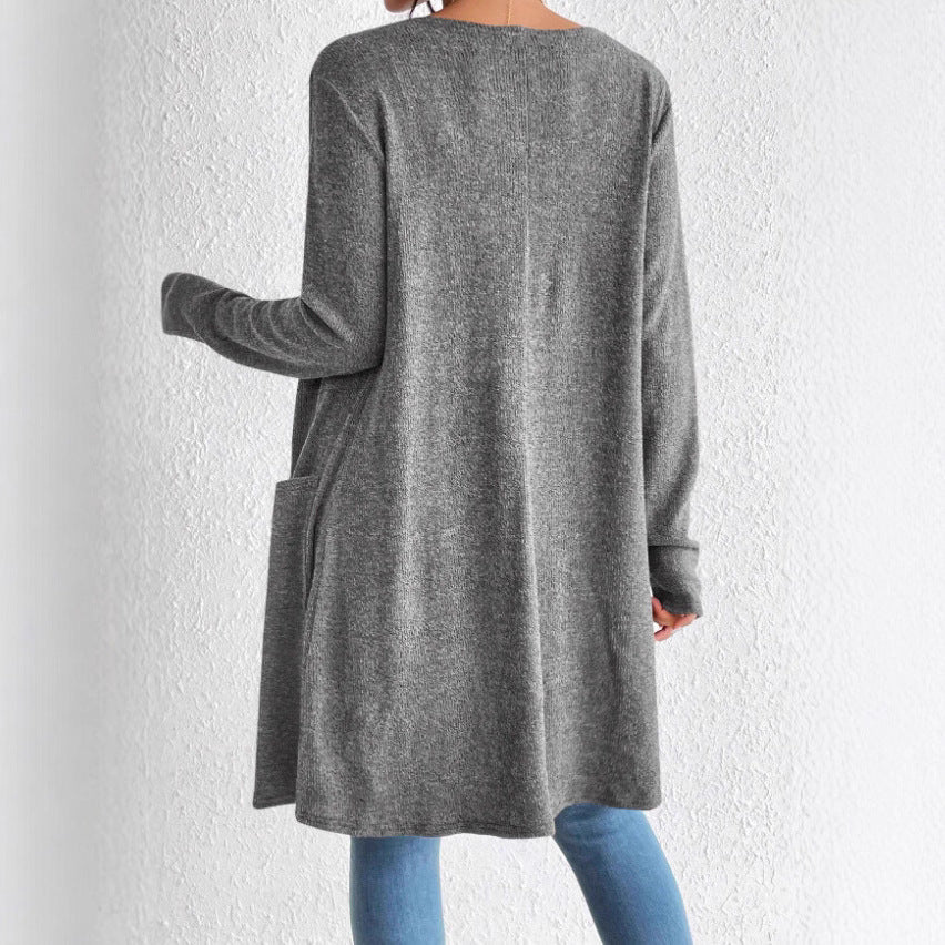 Damen Langer Strickcardigan mit praktischen Taschen EB