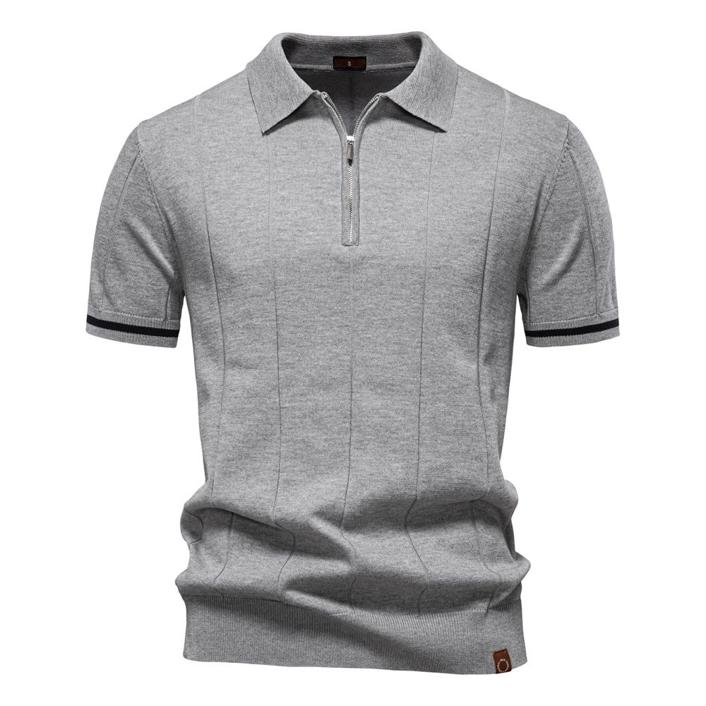 Herren Polohemd mit kurzer Knopfleiste und strukturiertem Design EB