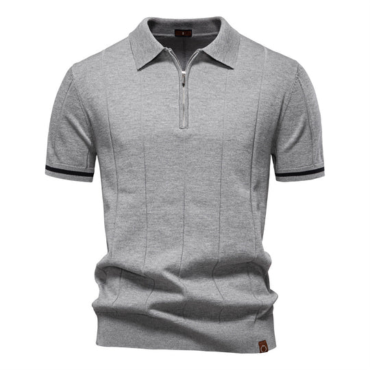 Herren Polohemd mit kurzer Knopfleiste und strukturiertem Design EB