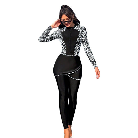 Damen modischer UV-Schutz-Strandanzug mit eleganten Rüschendetails EB