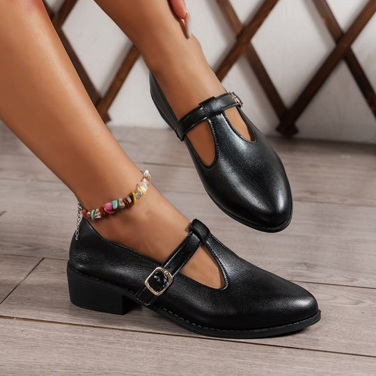 Damen Klassische Ballerinas mit elegantem Riemen EB