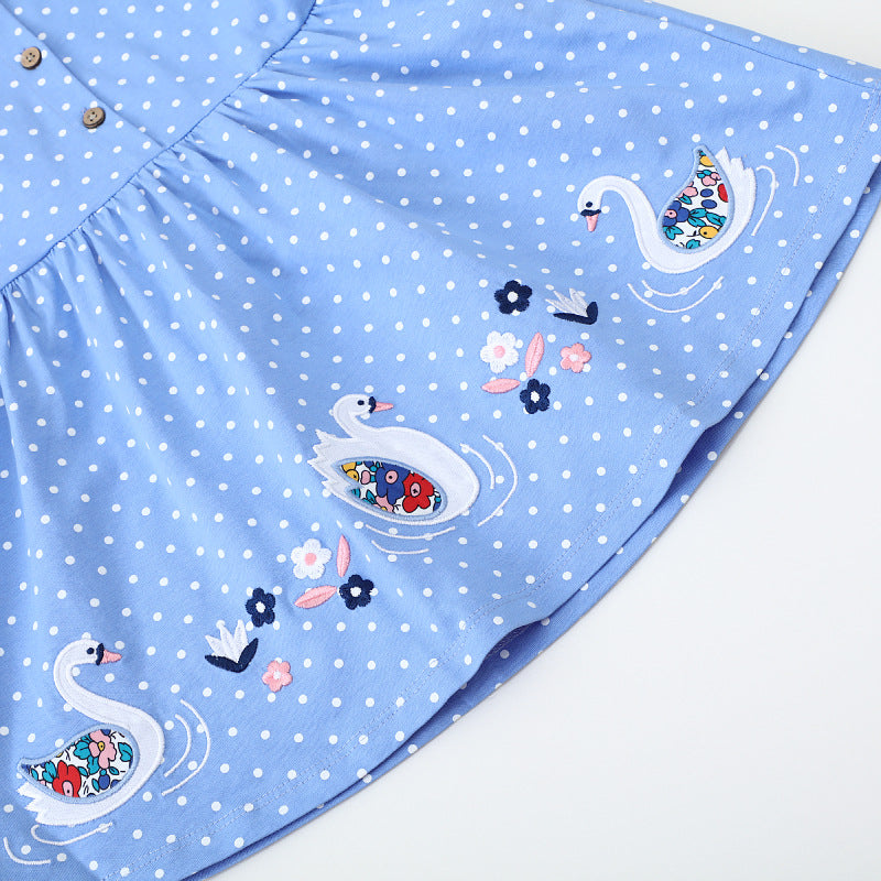 Mädchen Sommerkleid mit verspieltem Schwanenmotiv EB