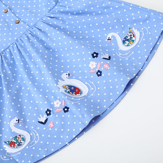 Mädchen Sommerkleid mit verspieltem Schwanenmotiv EB