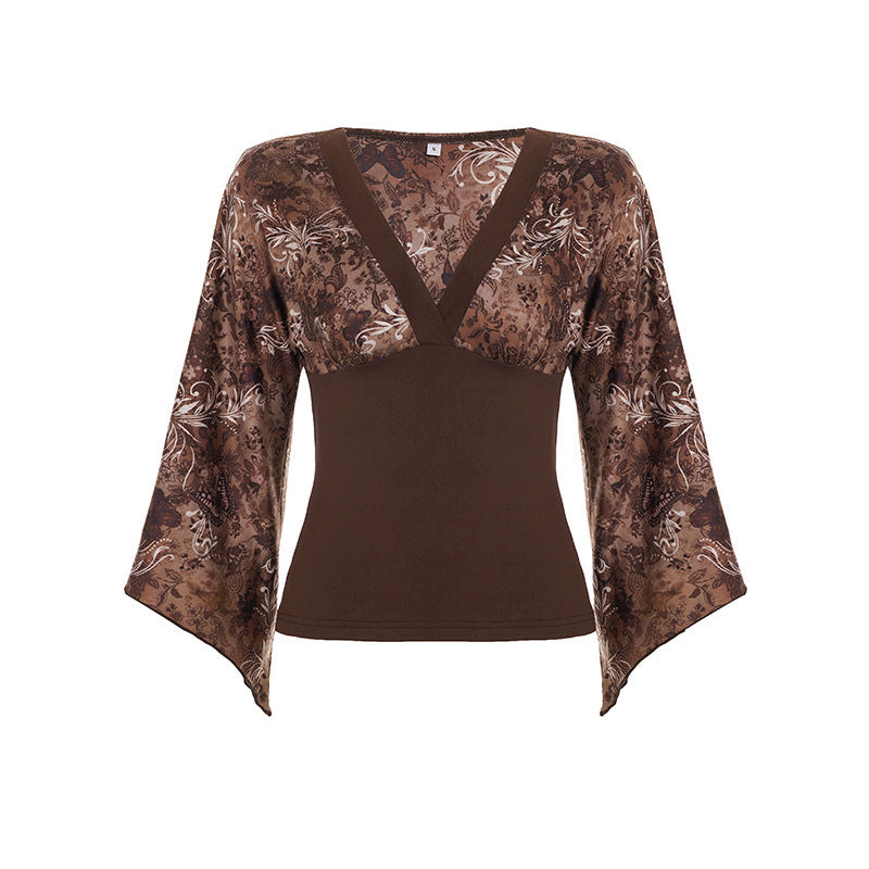 Damen Langarmbluse mit voluminösen Ärmeln und floralem Print EB