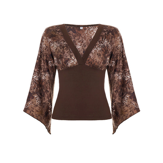 Damen Langarmbluse mit voluminösen Ärmeln und floralem Print EB