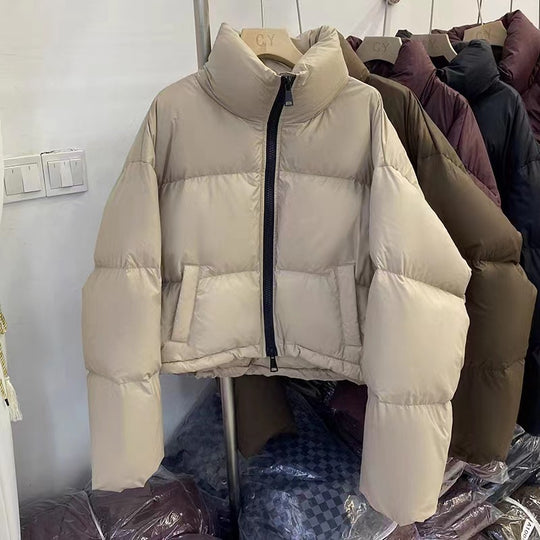 Damen Kurze wattierte Funktionsjacke mit hohem Kragen und seitlichen Taschen EB