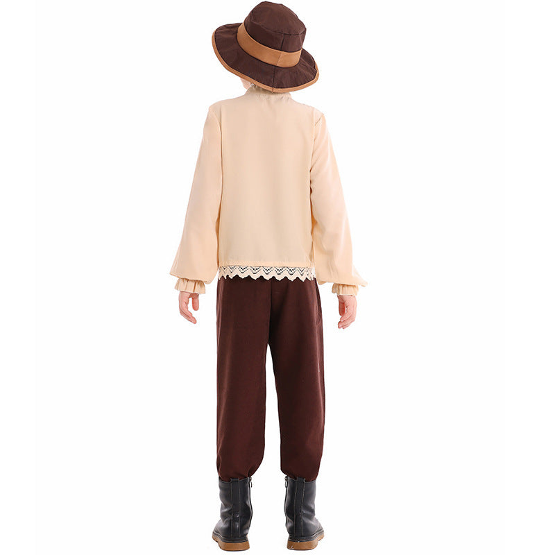 Unisex nan Kinderkostüm Set mit bestickter Paisley-Weste und Rüschenbluse EB