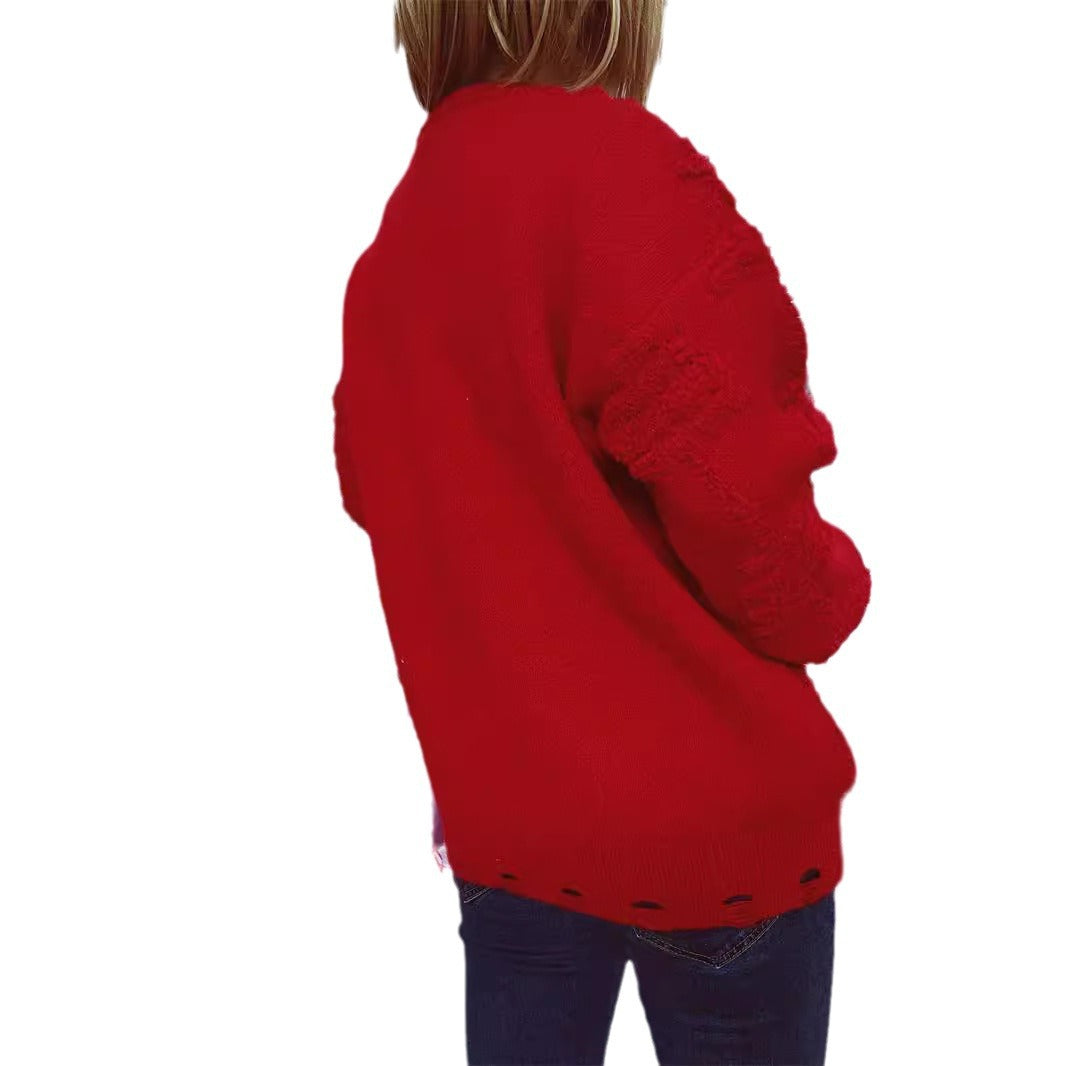 Damen Weihnachts-Pullover mit festlichem Motiv und 3D-Applikationen EB