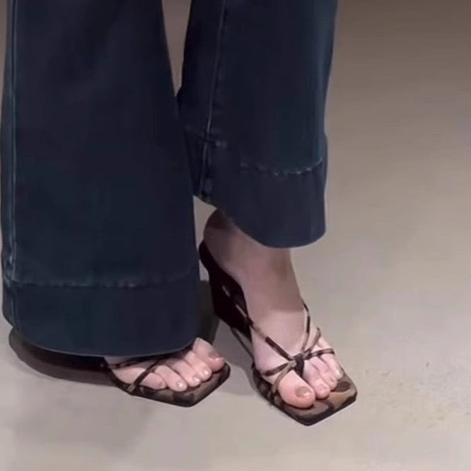 Damen Wedge-Sandalen mit trendigem Leopardenmuster EB