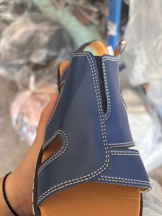 Damen lässige Leder-Sandalen mit verstellbarem Riemen und anatomischem Fußbett EB