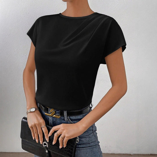 Damen Elegantes Kurzarm-Top mit modernem Schnitt und fließendem Stoff EB