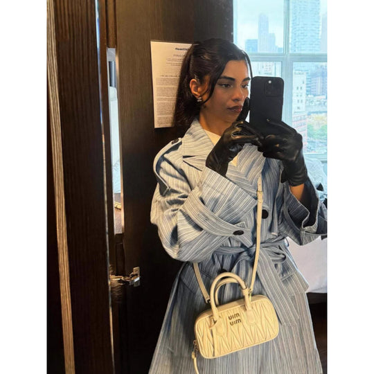 Damen Trenchcoat mit gestreiftem Design und Bindegürtel EB