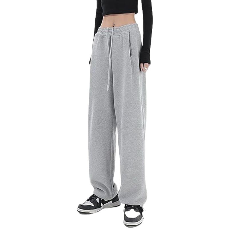 Damen nan locker fallende Sweatpants mit extra weitem Bein, hohem Bund und Kordelzug EB